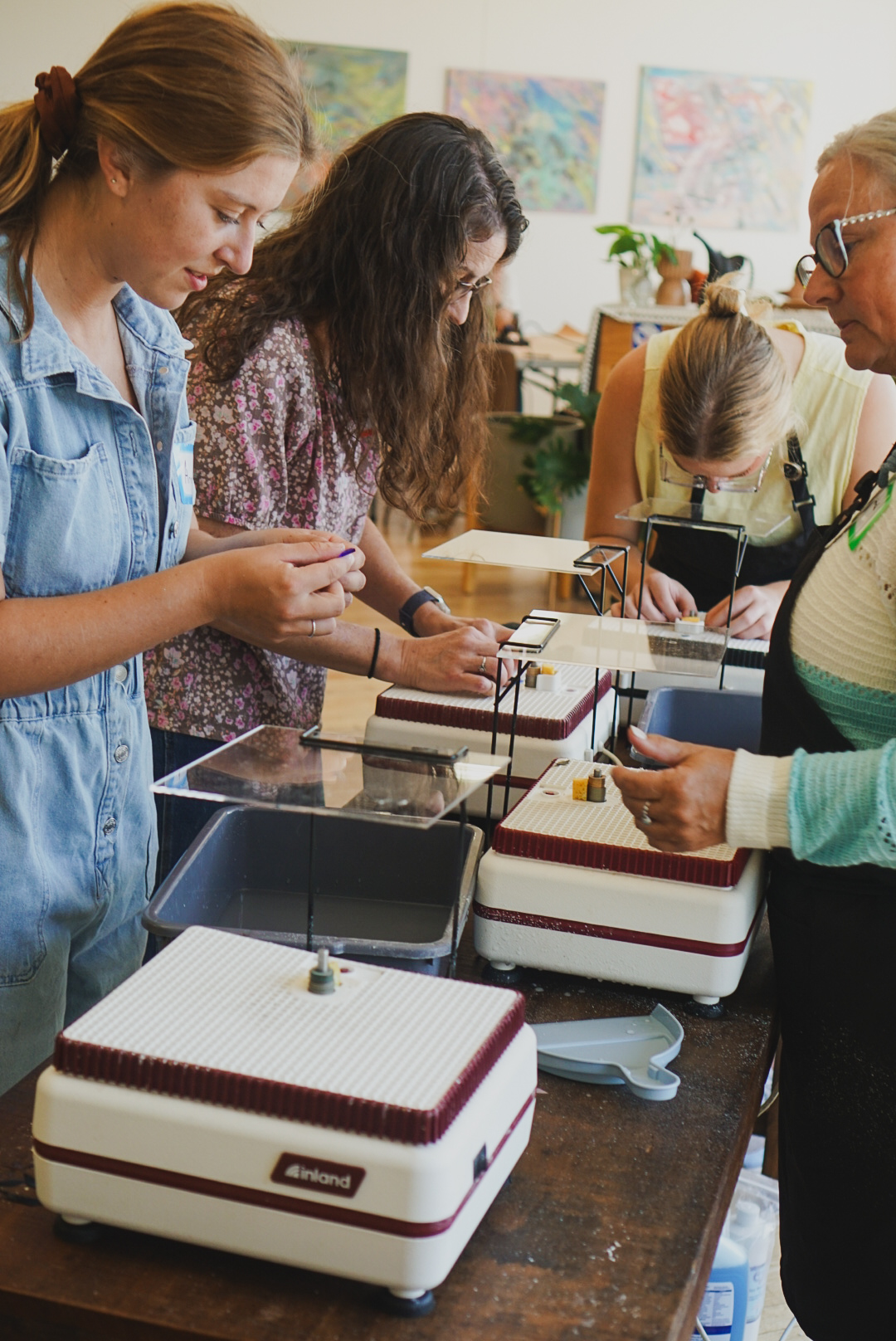 stained glass workshop in action
