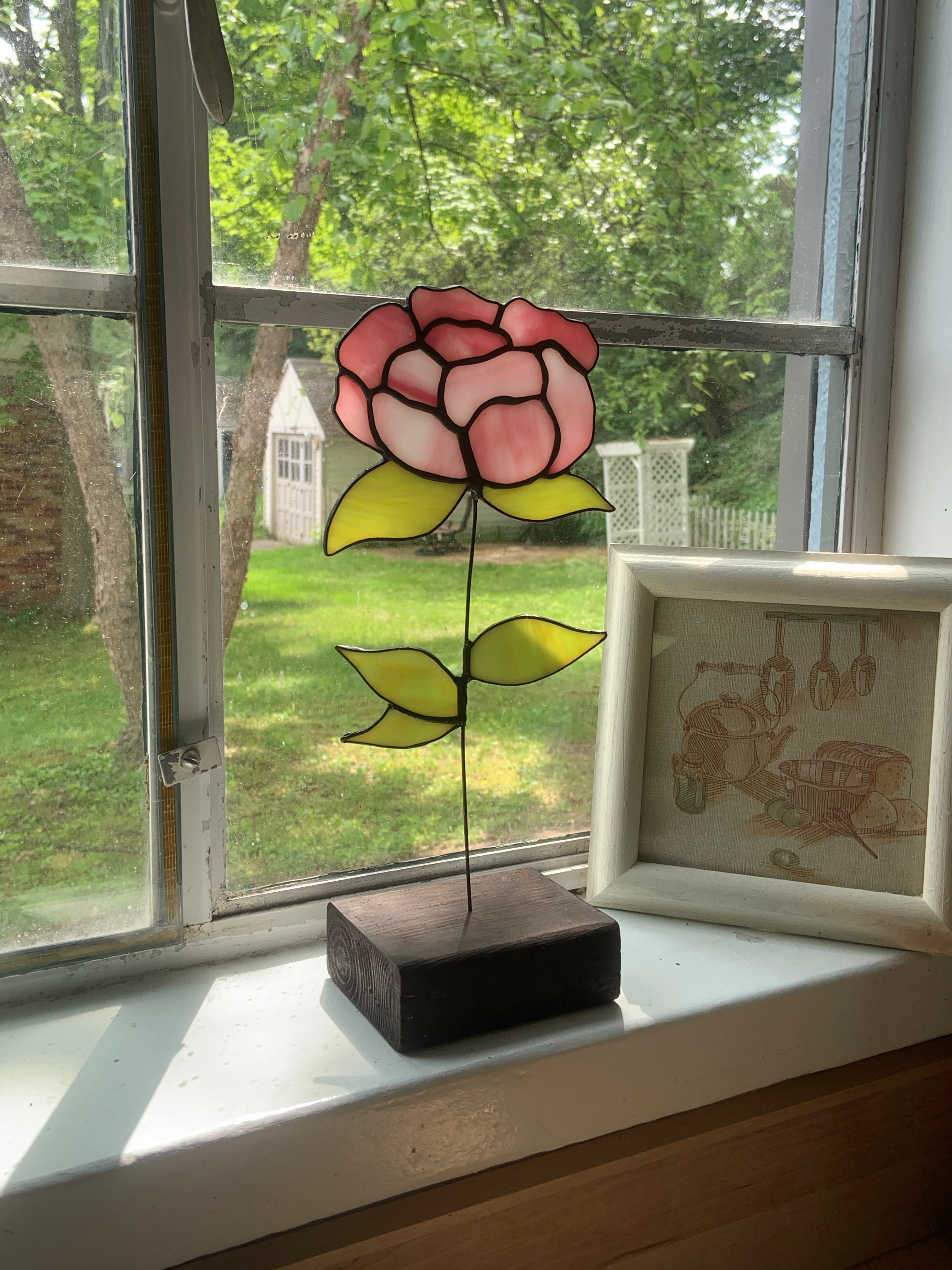 Stained Glass Flower in window